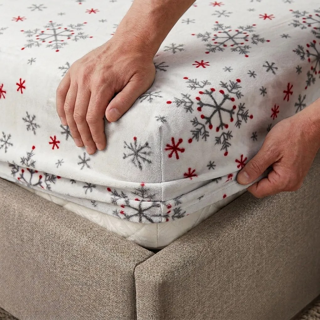 4Home Vianočné prestieradlo mikroflanel Snowflakes, 160 x 200 cm