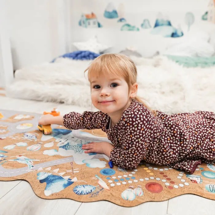 Detský koberec autodráha, korkový koberec na hranie