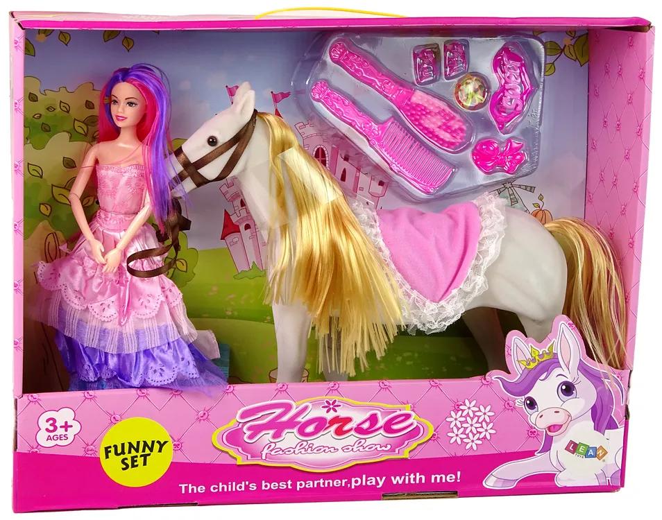 Lean Toys Bábika princezná s bielym koníkom