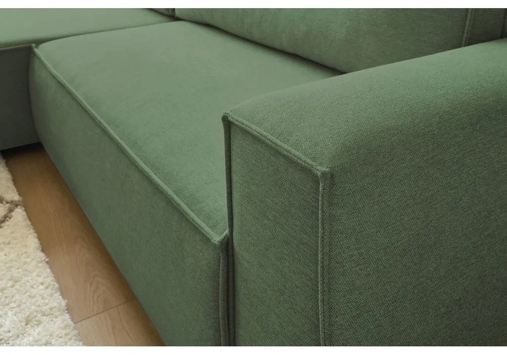 Zelená variabilná rozkladacia rohová pohovka Nihad – Bobochic Paris