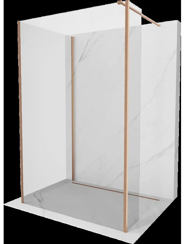 Mexen Kioto sprchová stena Walk-in 135 x 100 x 30 cm, transparentná, brúsená meď - 800-135-100-221-65-00-030