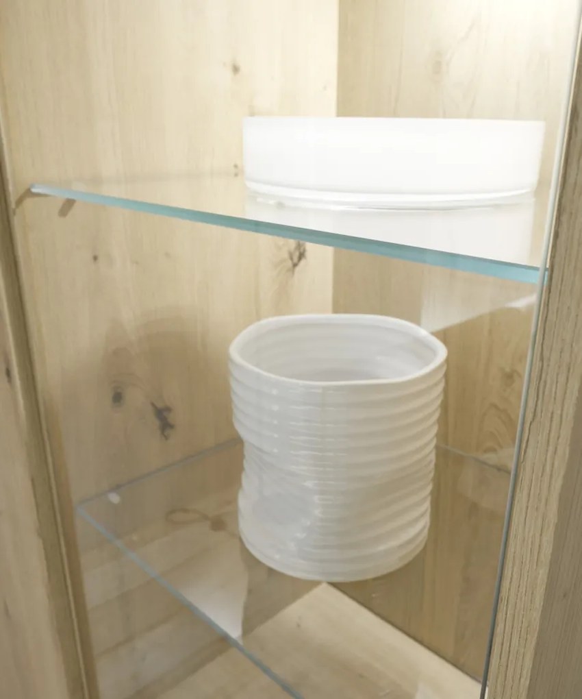 Vysoká vitrína Lille, dub artisan/antracit, s osvetlením