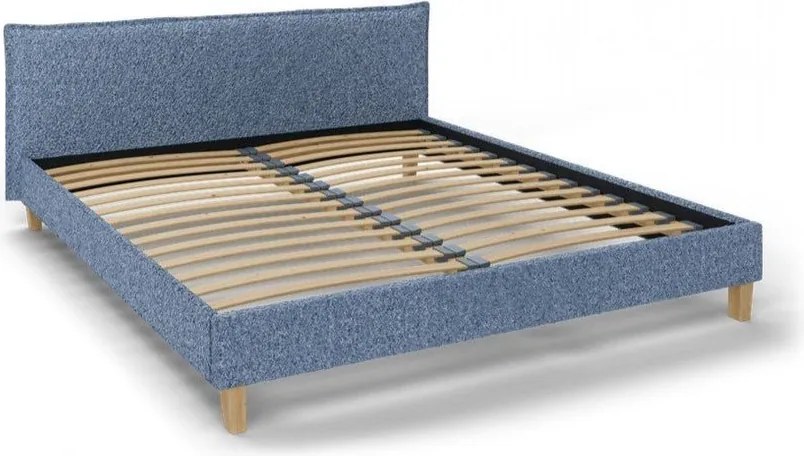 Modrá čalúnená dvojlôžková posteľ s roštom 180x200 cm Tina - Ropez
