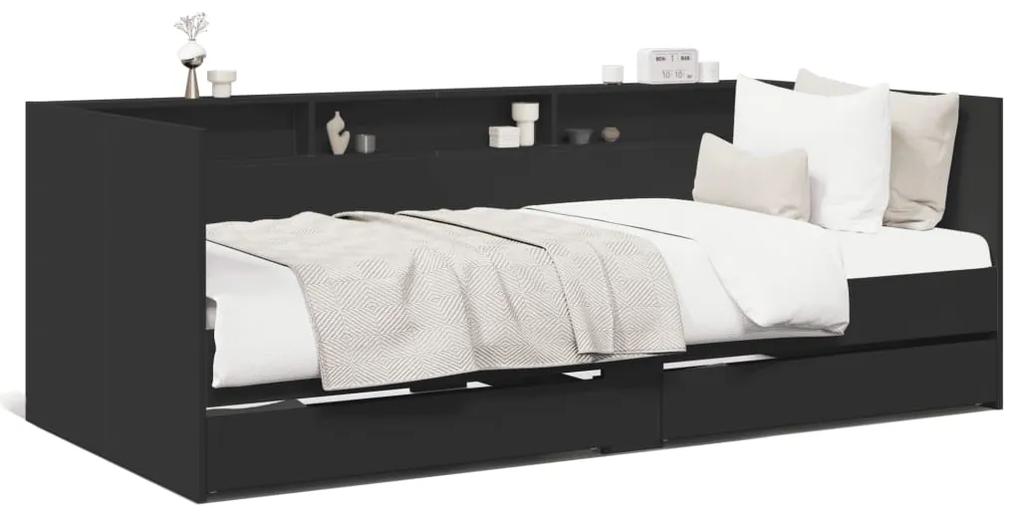 Denná posteľ so zásuvkami čierna 90x190 cm kompozitné drevo 3280854