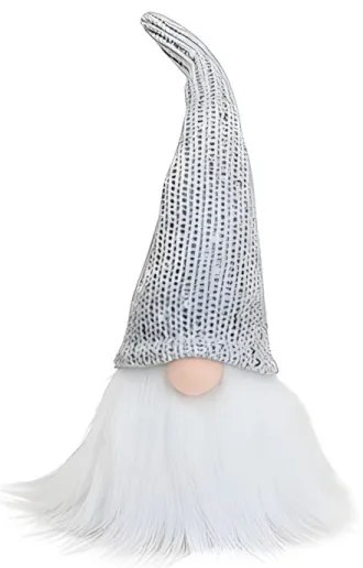 Vianočný škriatok s trblietavou striebornou čiapkou 25 cm