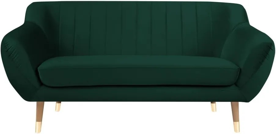 Tmavozelená zamatová pohovka Mazzini Sofas Benito, 158 cm