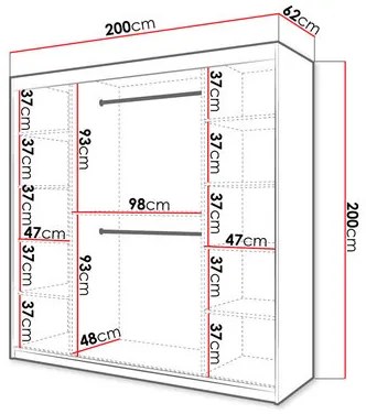 Šatníková skriňa Reforzarlas (čierna + dub artisan). Vlastná spoľahlivá doprava až k Vám domov. 1122869