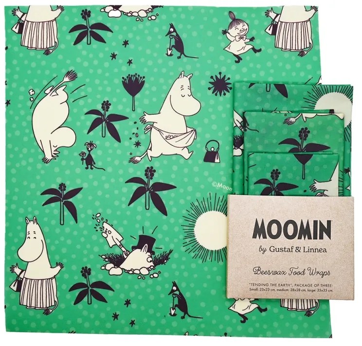 Voskované obrúsky Moomin Tending the earth, 3ks