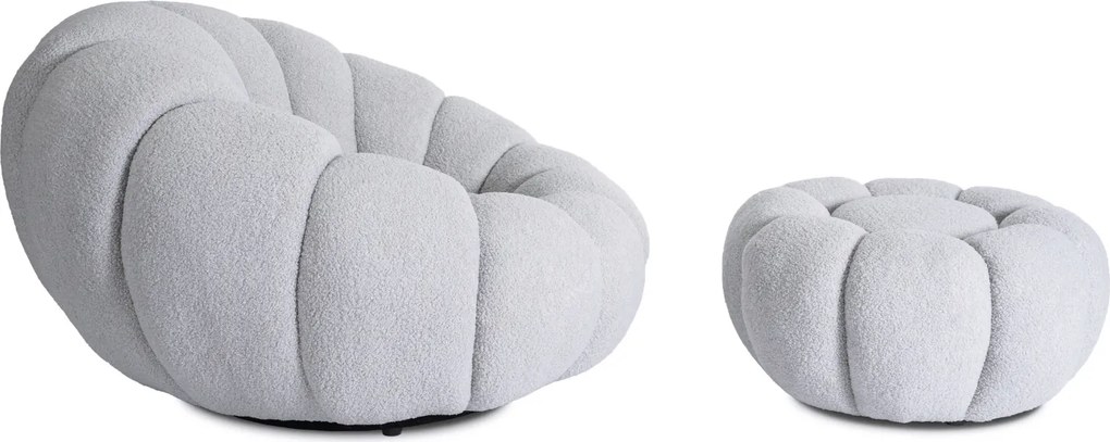 Otáčacie relaxačné kreslo BUONO v sivej farbe s podnožkou