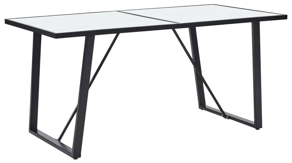 Jedálenský stôl, biely 160x80x75 cm, tvrdené sklo