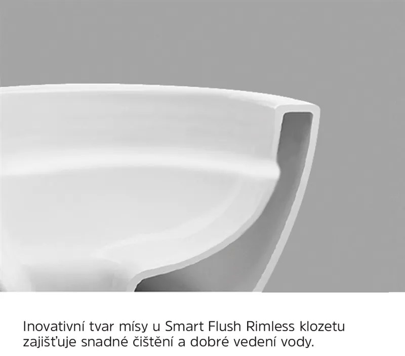 Mereo Mereo, WC závesné kapotované, Smart Flush RIMLESS, 490x340x350, keramické, vr. sedátka CSS118S, MER-VSD83T1