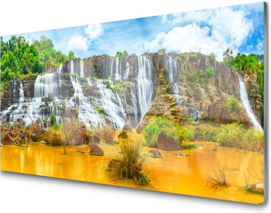 Skleneny obraz Vodopád stromy príroda