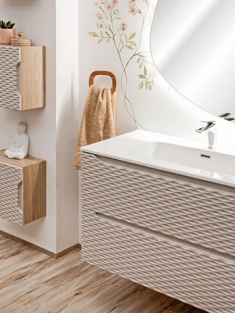Comad Kúpeľňová skrinka pod umývadlo Ocean Beige 120 béžová/dub olejovaný