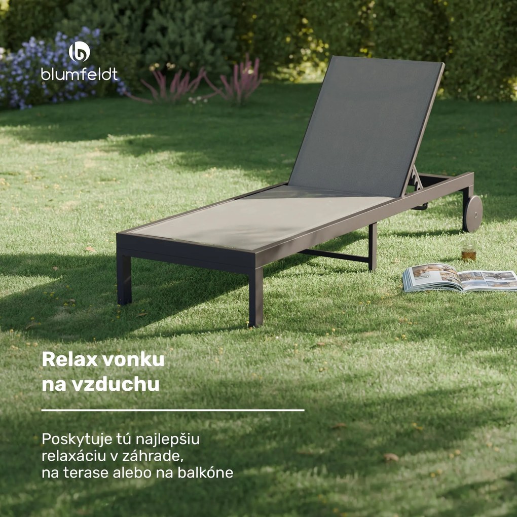 Blumfeldt Lucca Lounge ležadlo, nosnosť 120 kg, 5-stupňové, vodoodpudivé