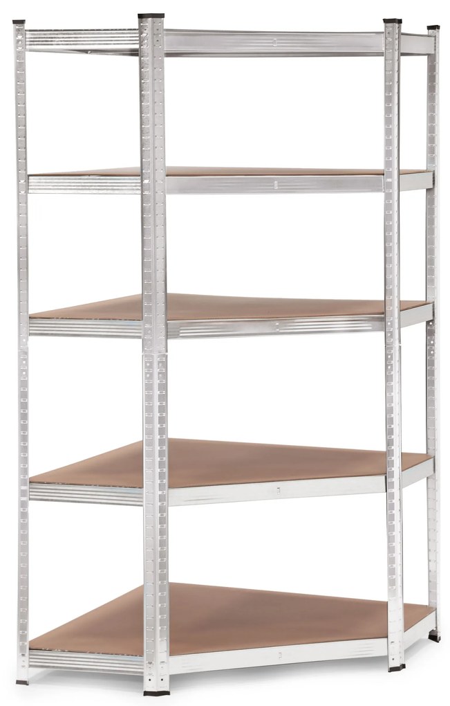 Rohový úložný regál 180x90x40 cm, 5 políc, nosnosť 875 kg, ModernHome