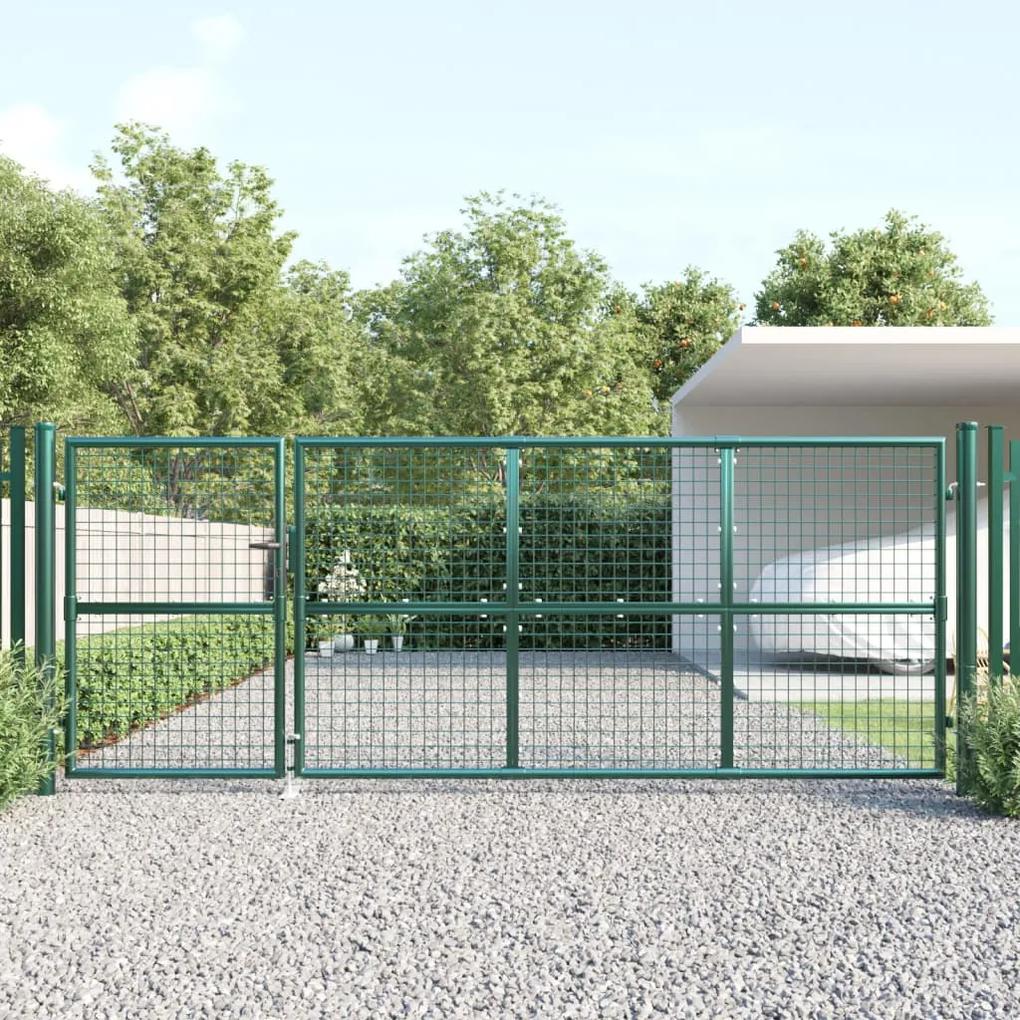 Záhradná brána so sieťoviny zelená 350x175 cm pozinkovaná oceľ 154534