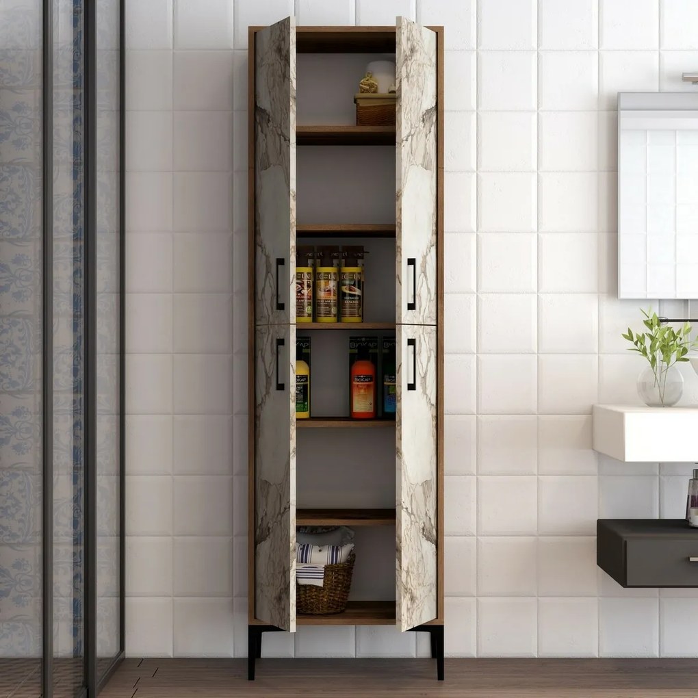 Skriňa Berlin Walnut and White Marble