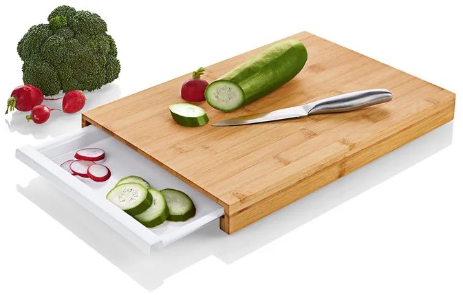 Kesper Krájacia doska, doska na krájanie, bambusová, s bielou miskou CUTT1