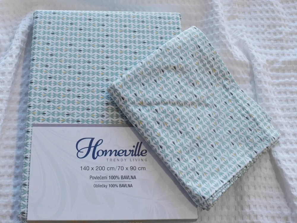 Homeville povlečení 100% bavlna Annika modrá 140x200cm+70x90cm