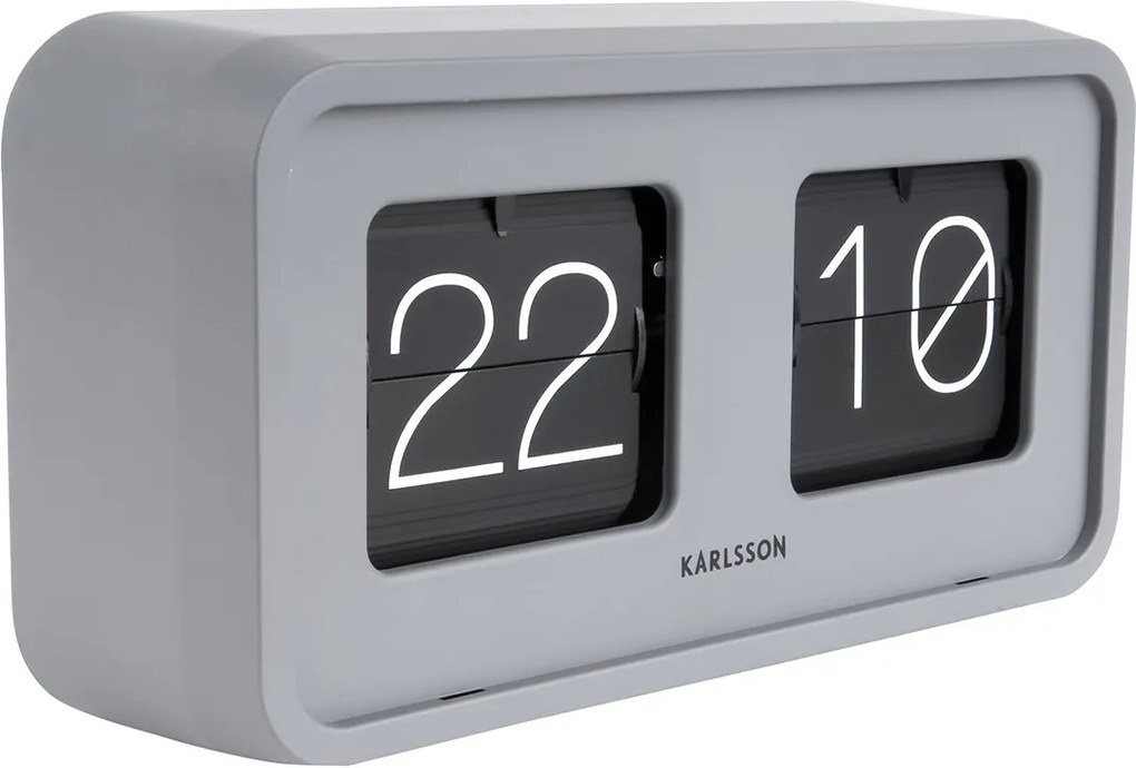 KARLSSON Stolné hodiny Bold Flip matné šedé 26,5 × 14,5 × 7,5 cm