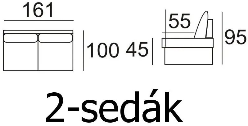 Kožená pohovka 2 DUBAJ LUX, čierna (k-70)