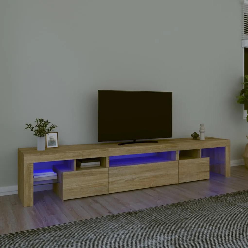TV skrinka s LED svetlami dub sonoma 215 x 36,5 x 40 cm