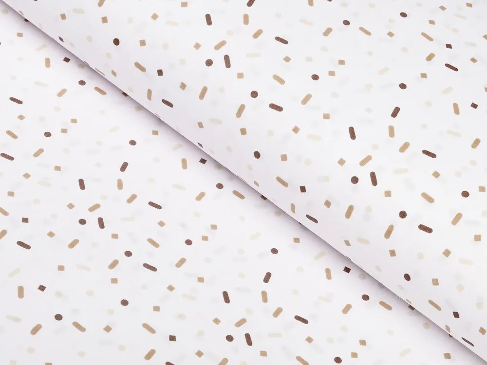 Biante Bavlnené posteľné obliečky Sandra SA-396 Hnedo-béžové konfety na bielom Jednolôžko 140x200 a 70x90 cm