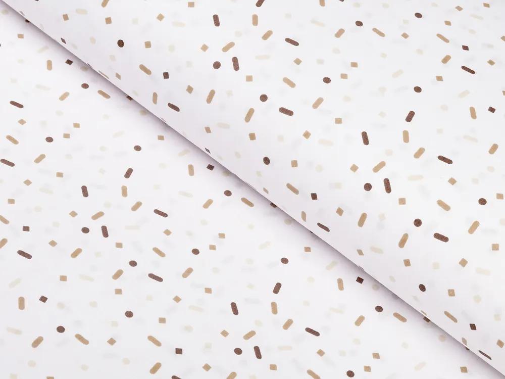 Biante Bavlnený záves Sandra SA-396 Hnedo-béžové konfety na bielom 150x150 cm
