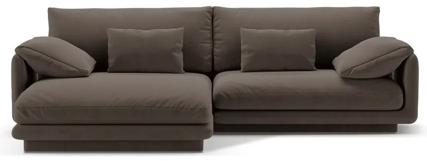 Hnedá zamatová rohová pohovka (ľavý roh/s leňoškou) Torino – Micadoni