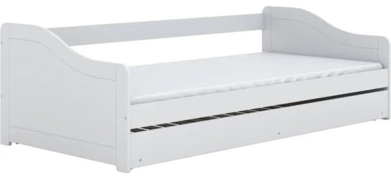 Detská posteľ Blanka 200x90 cm s matracom a výsuvnou prístelkou biela