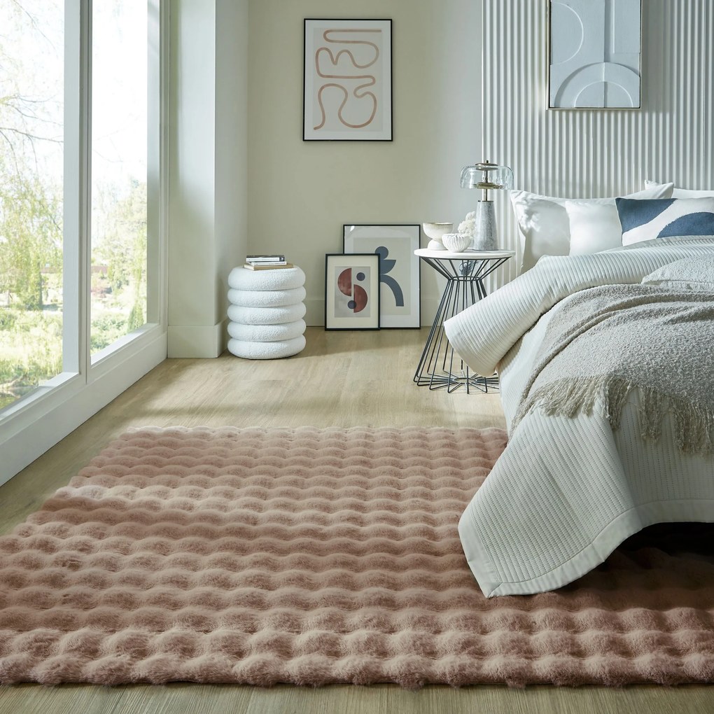 Kusový koberec Waffle Faux Fur Taupe, 180x290, hnedá, obývacia izba, Flair Rugs