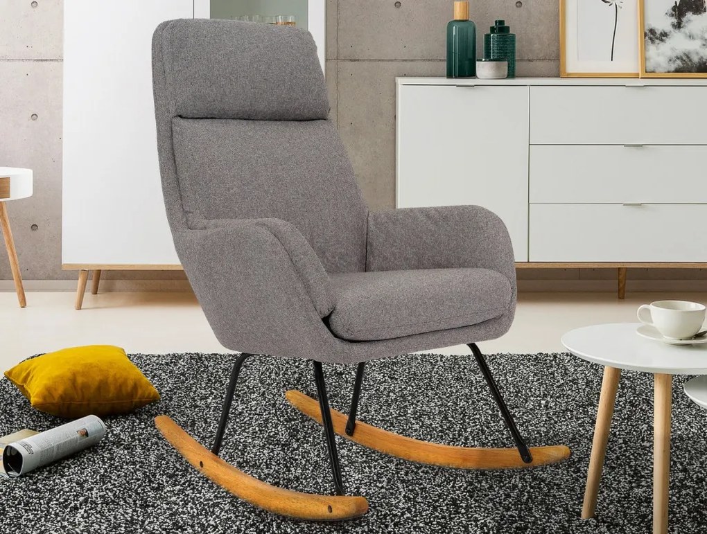 Hojdacie kreslo Lindberg, holubia šedá látka