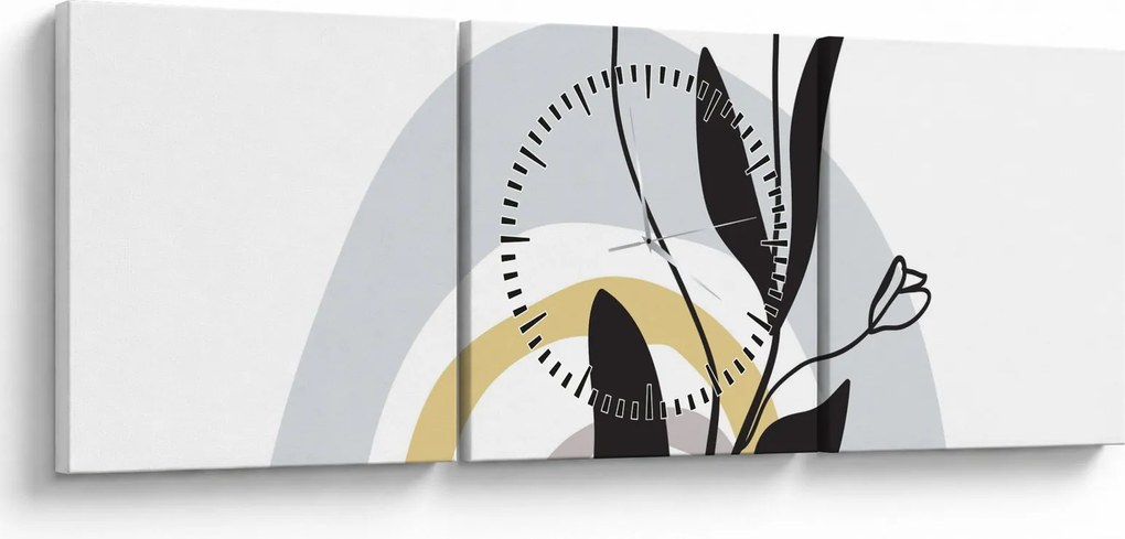 Obraz - Kvety vo váze N⁰1 (s hodinami) (90x30 cm)