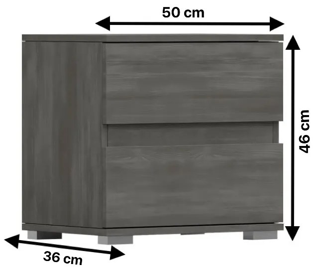Nočný stolík FABIO 50 cm norská borovice černá