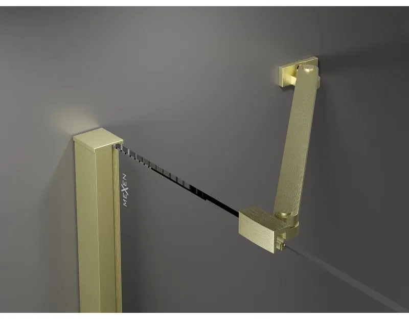 Mexen Velar Duo, posuvné sprchové dvere do otvoru 140 cm, 8mm šedé sklo, zlatá matná, 871-140-000-42-55