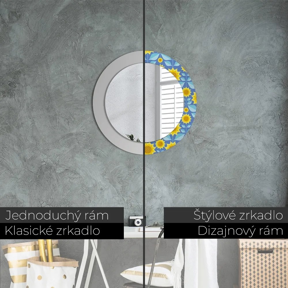 Okrúhle ozdobné zrkadlo Geometrické slnečnice fi 60 cm