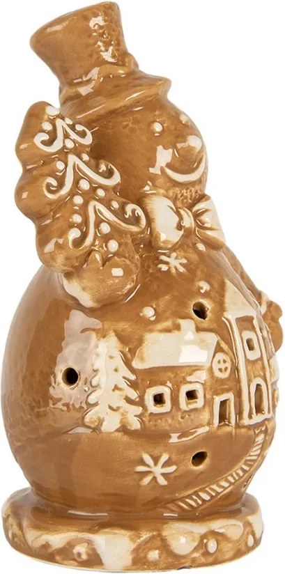 Christmas Decoration Snowman 11x8x16 Cm Brown Ceramic - 11*8*16 cm