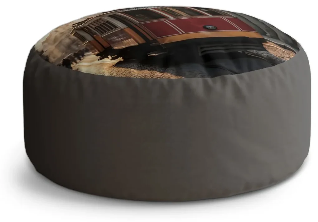Sablio Taburet Circle Historická červená električka: 40x50 cm