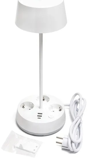 Aigostar - LED stmievateľná stolová lampa s integrovanou zásuvkou a USB LED/4,6W/230V biela