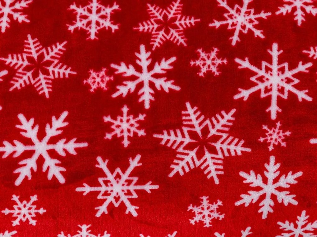 Vianočná mikroplyšová deka FROSTY FLAKES, červená Rozmer: 160 x 200 cm