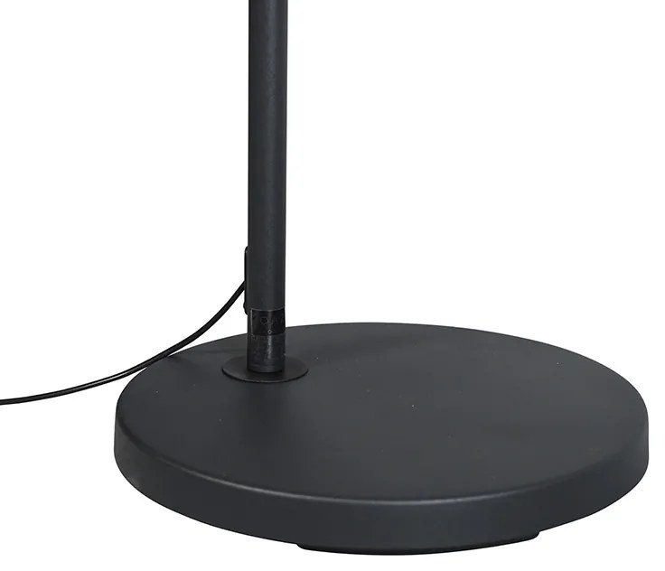 Moderná oblúková lampa čierna s čiernym textilným tienidlom - Arc Basic