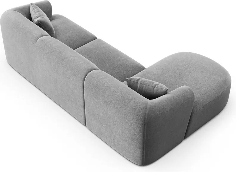 Svetlosivá zamatová rohová pohovka (ľavý roh/s leňoškou) Campi – Cosmopolitan Design