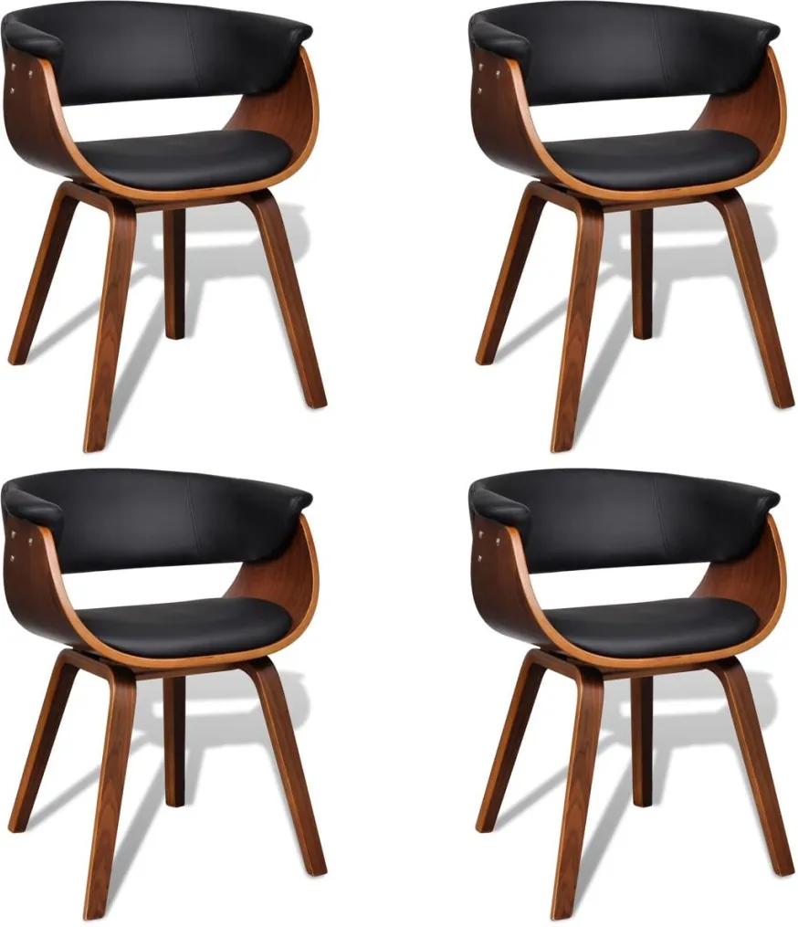 270547 Edco Moderné drevené jedálenské stoličky z umelej kože, 4 ks | BIANO