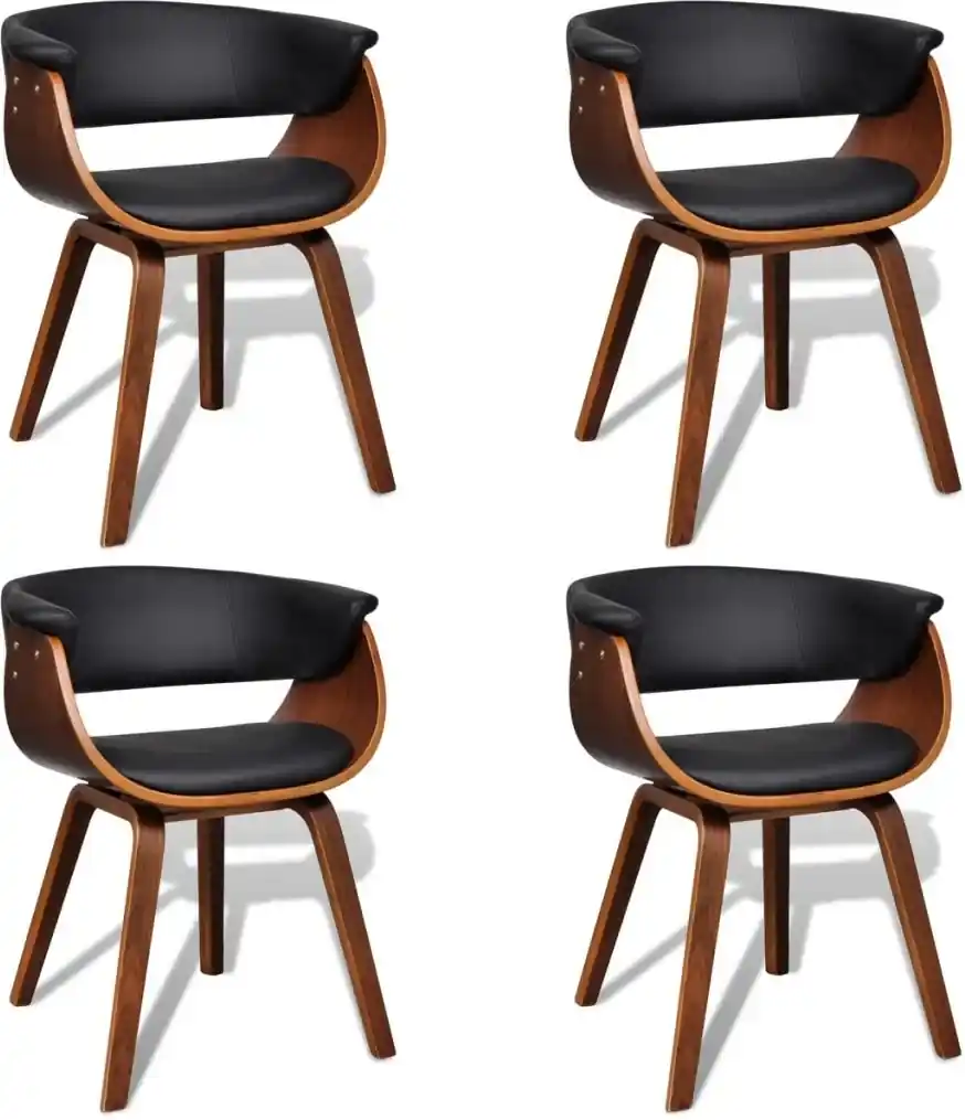 270547 Edco Moderné drevené jedálenské stoličky z umelej kože, 4 ks | BIANO