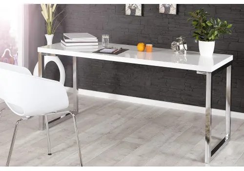 PC - stolík 21141 140x60cm Biely vysoký lesk  - Komfort-nábytok