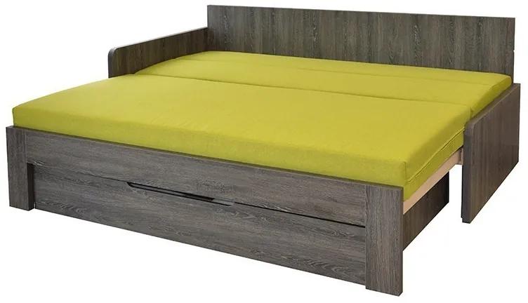 Ahorn DUOVITA 90 x 200 lamela - rozkladacia posteľ a sedačka 90 x 200 cm bez podrúčok - dub svetlý / hnedý / agát, lamino