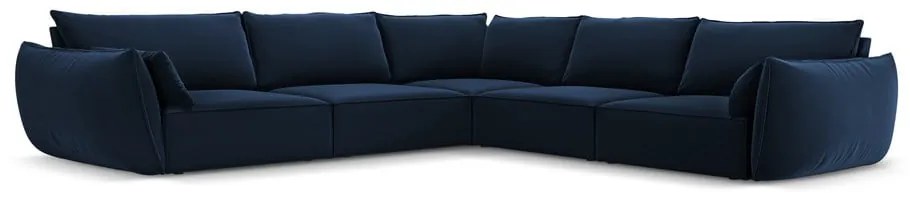 Tmavomodrá zamatová rohová pohovka Vanda – Mazzini Sofas