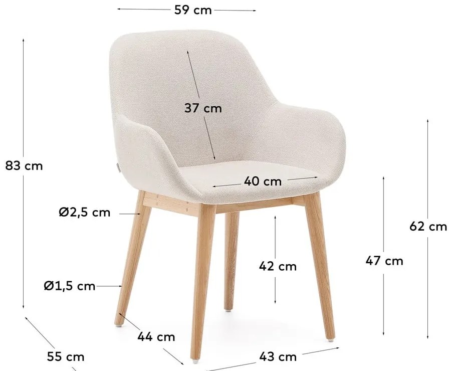 Béžové čalúnené jedálenské kreslo Konna – Kave Home