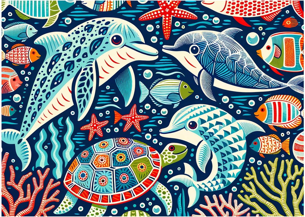 Obraz – Kreslené vodné zvieratká (70x50 cm)