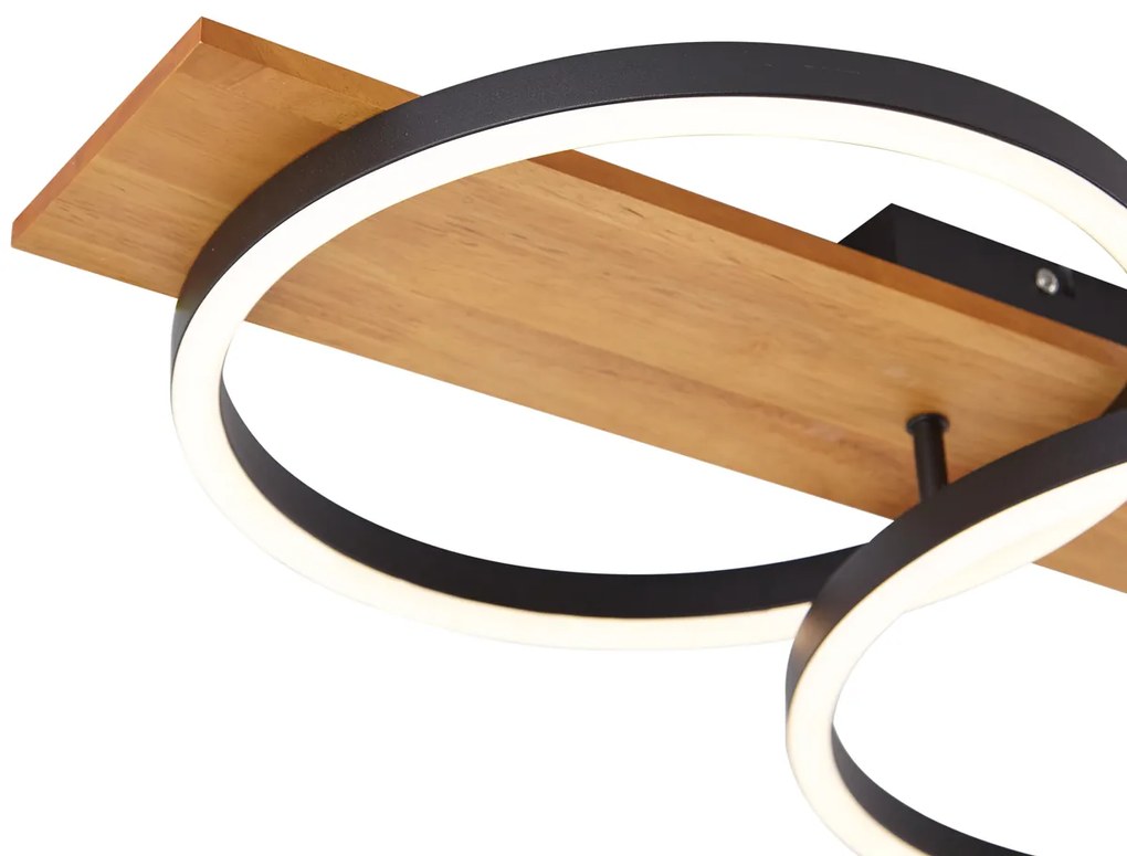 Dizajnové stropné svietidlo čierne okrúhle vrátane LED 3-krokové stmievateľné 3-svetlá - Nimue